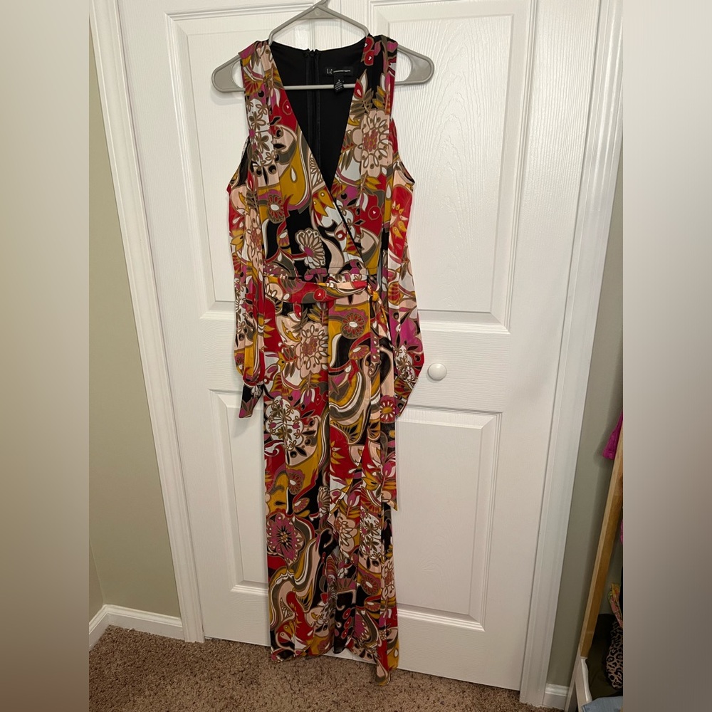 INC International Concepts Floral‎ Long Sleeve Cold Shoulder Maxi Dress Size 8
